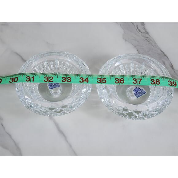 Princess House Candle Holder 4 1/2" Highlights Clear Lead Crystal Reversible x2 - Picture 15 of 15